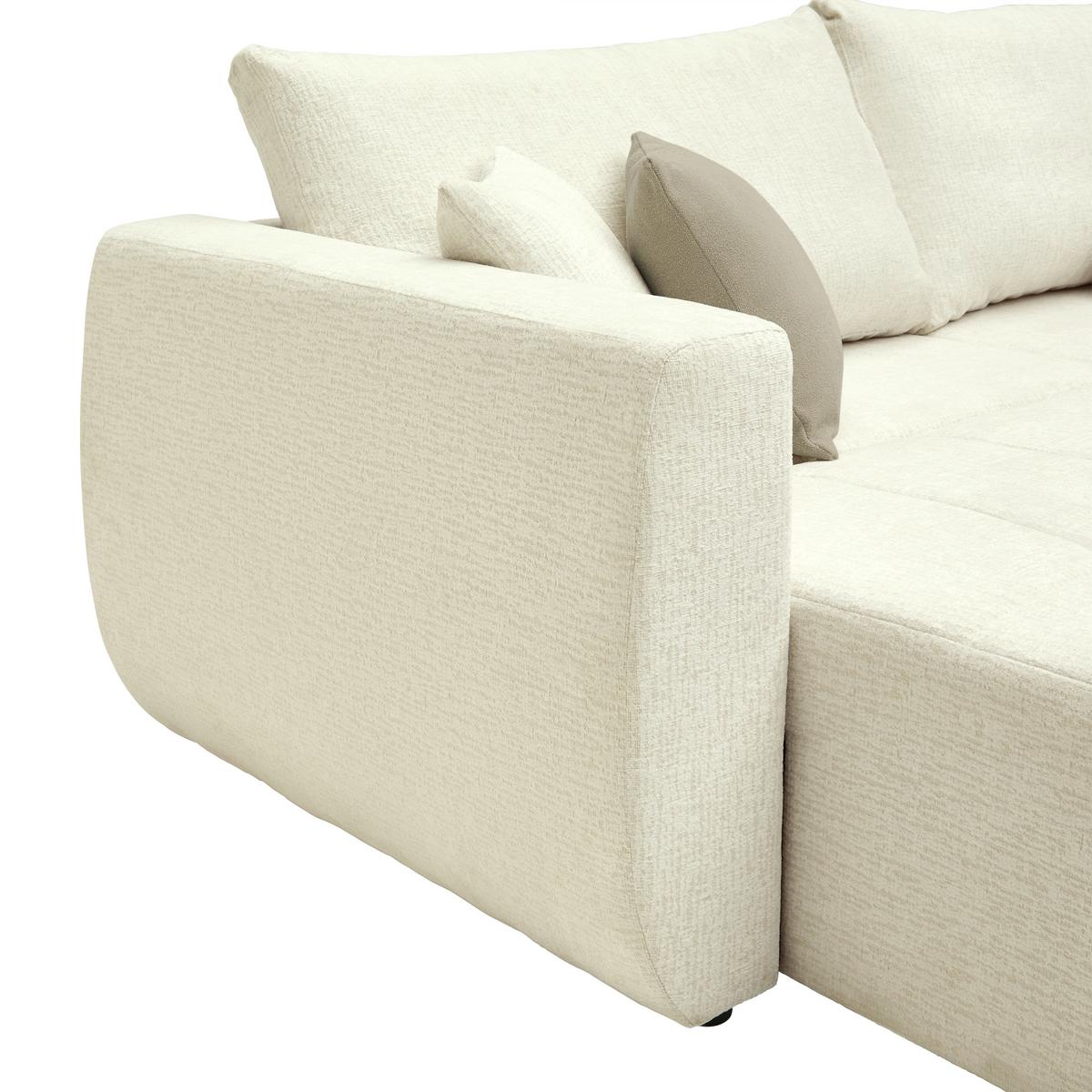 Schlafsofa Bologna Beige - Beige/Schwarz, Holz/Textil (245/74-90/104cm) - Mömax