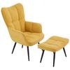 Fotelj Hanoi, Rumena, S Taburejem - rumena/črna, Moderno, kovina/tekstil (71/98/83cm)