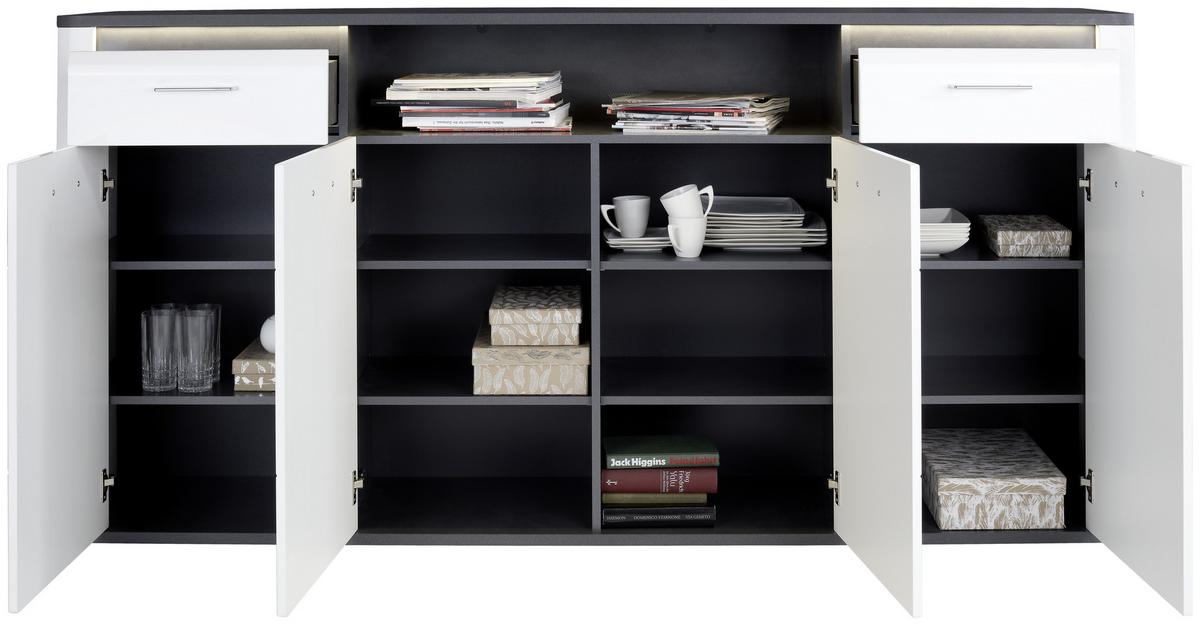 Comodă înaltă Alassio - alb/grafit, Modern, material pe bază de lemn (203,6/104/40,5cm) - Mömax
