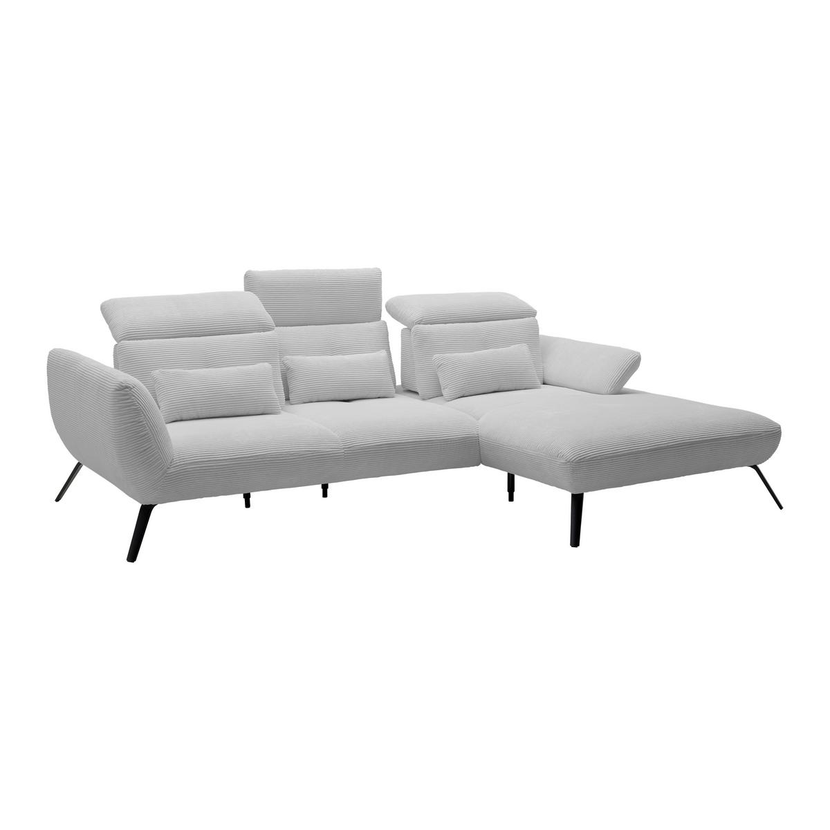 Wohnlandschaft Seattle Hellgrau - Hellgrau/Schwarz, MODERN, Holzwerkstoff/Textil (301/196cm) - Premium Living