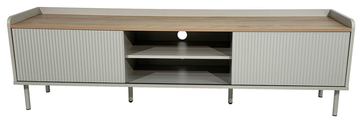 KOMODA NISKA SNOW - kolor dębowy/jasnoszary, Design, materiał drewnopochodny/metal (180/54/40cm) - Milino