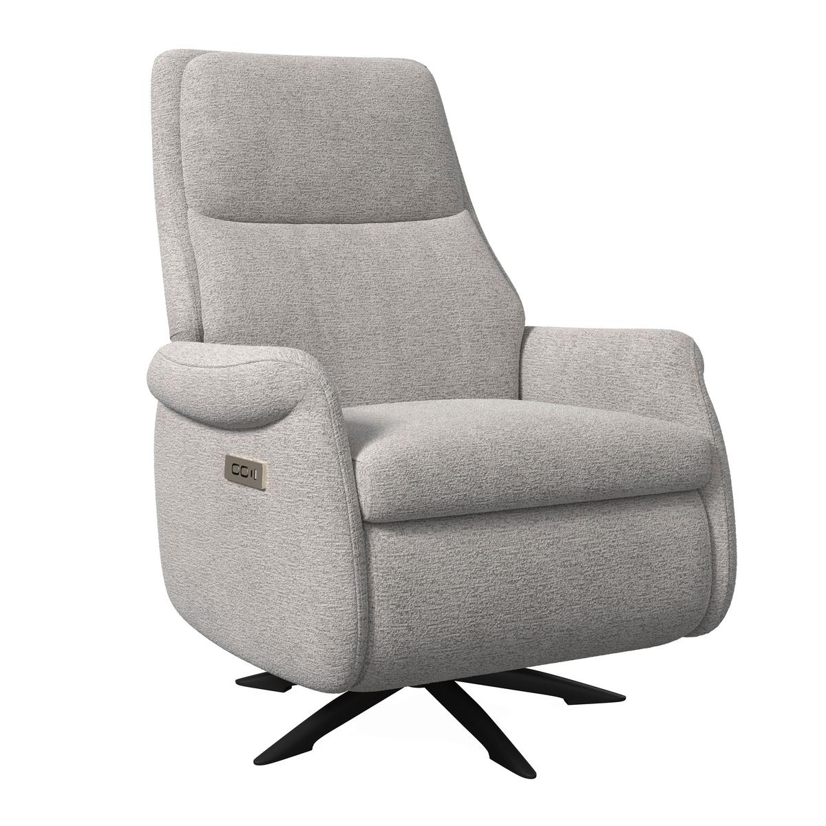 Elektrischer Relaxsessel Alice mit Liege- und Relaxfunktion - Hellgrau/Schwarz, MODERN, Holz/Textil (76/110/90cm) - Bessagi Home