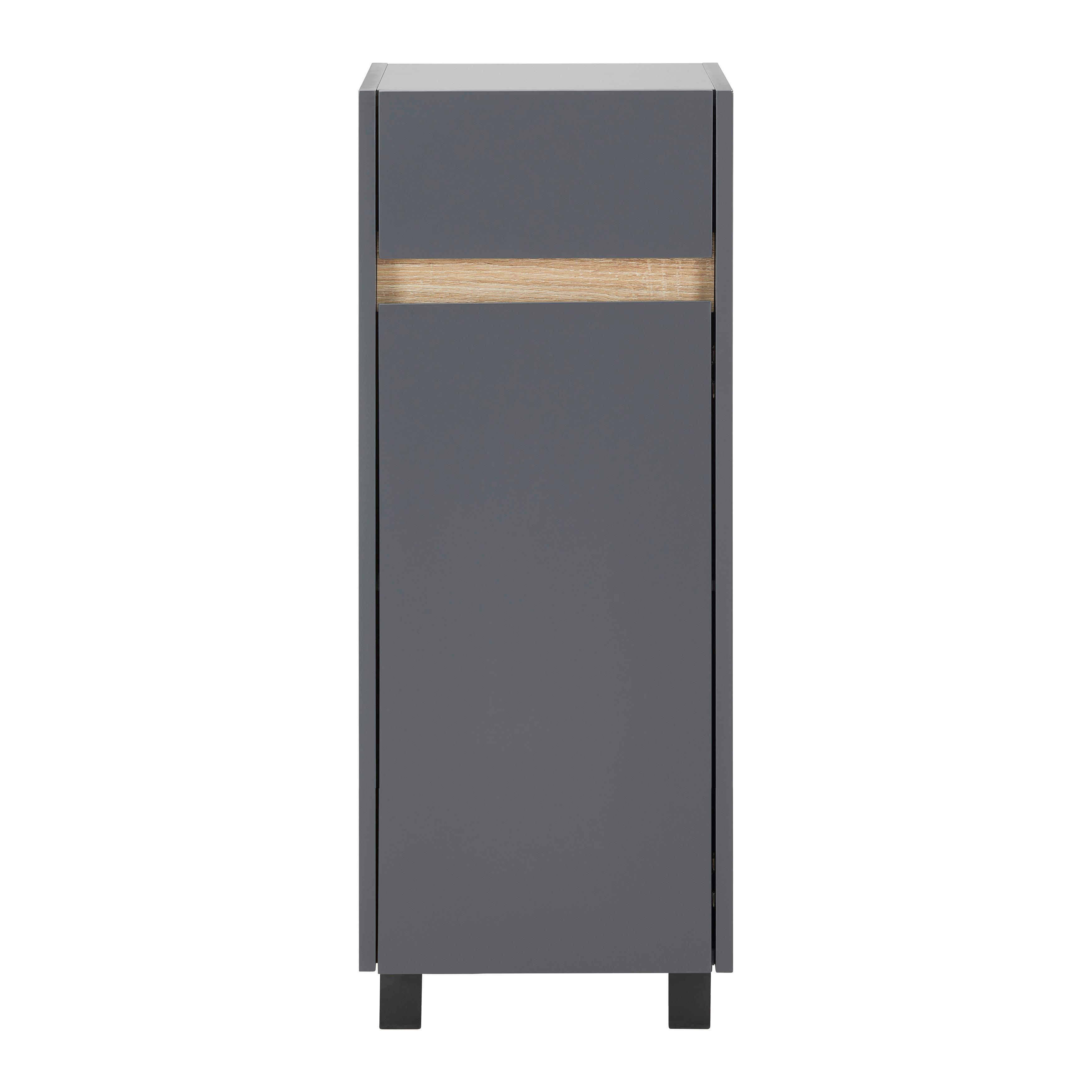 Unterschrank "Massimo", dunkelgrau - Dunkelgrau/Silberfarben, MODERN, Kunststoff (33/85/30cm) - Bessagi Home