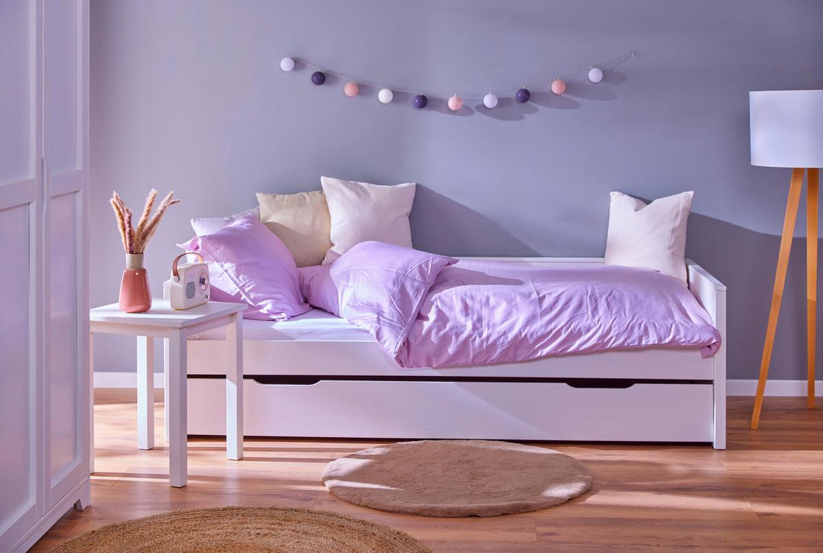 Ausziehbett Dream the Future Weiß - Naturfarben/Weiß, KONVENTIONELL, Holz (90/200cm) - MID.YOU