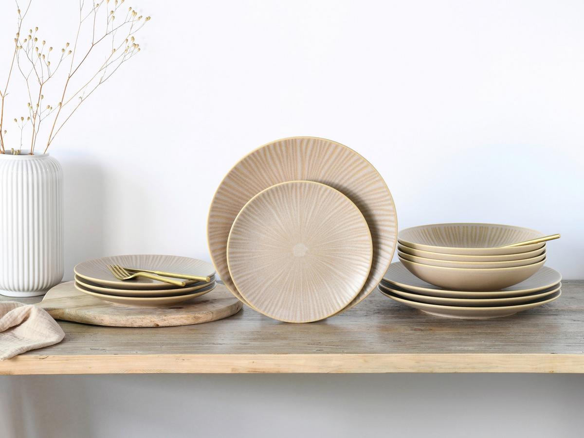 Kombinirani Servis Vesuvio Sand, 12-Delni - peščene barve, Basics, keramika - Creatable