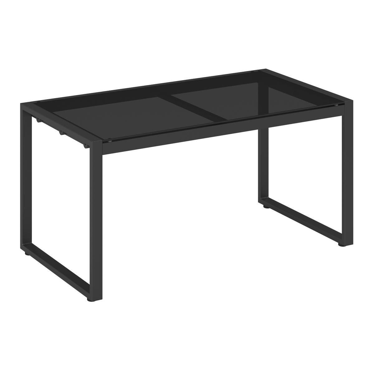 Loungegarnitur Paulina Hellgr. Metall/Textil - Hellgrau/Schwarz, Modern, Glas/Kunststoff (106/74/70,5cm) - Bessagi Garden