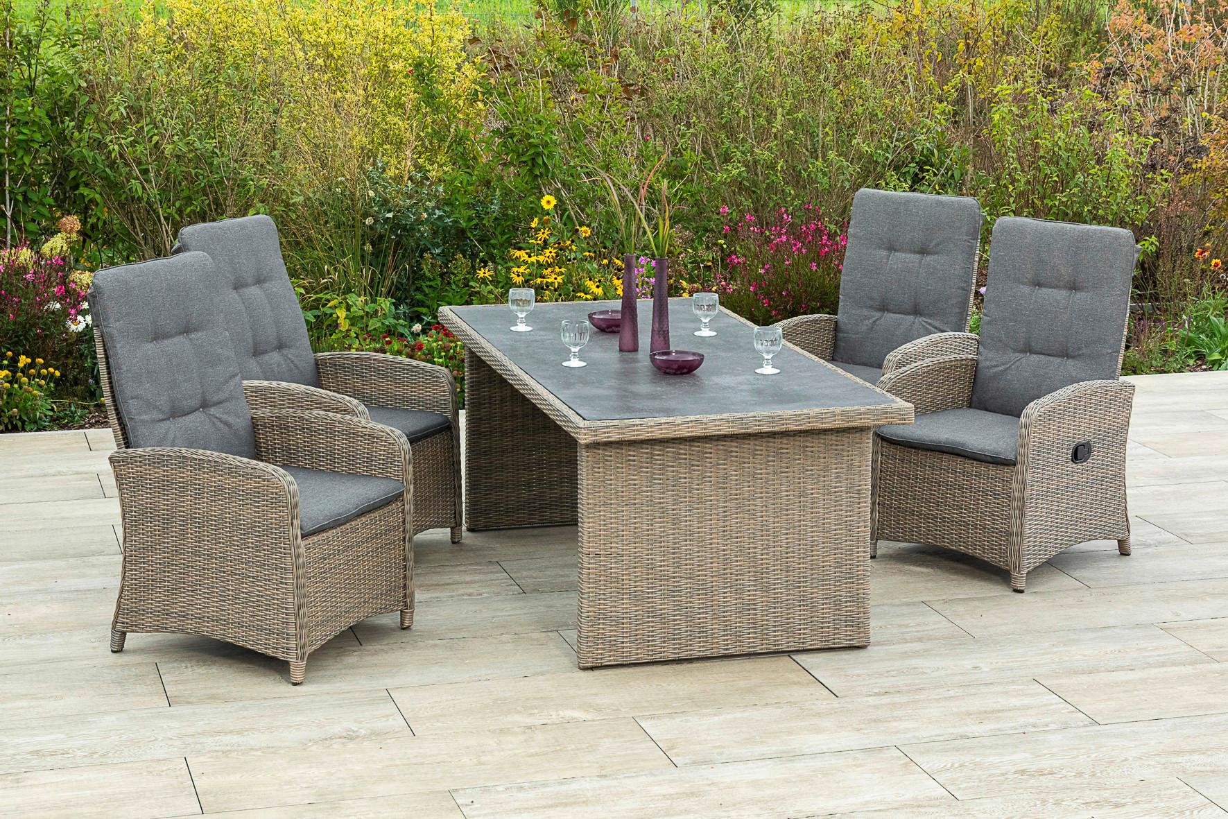 Gartensessel 2er-Set Atrani Beige Kunststoffgeflecht - Beige/Braun, KONVENTIONELL, Kunststoff/Textil (63/65/108cm) - Gardenson
