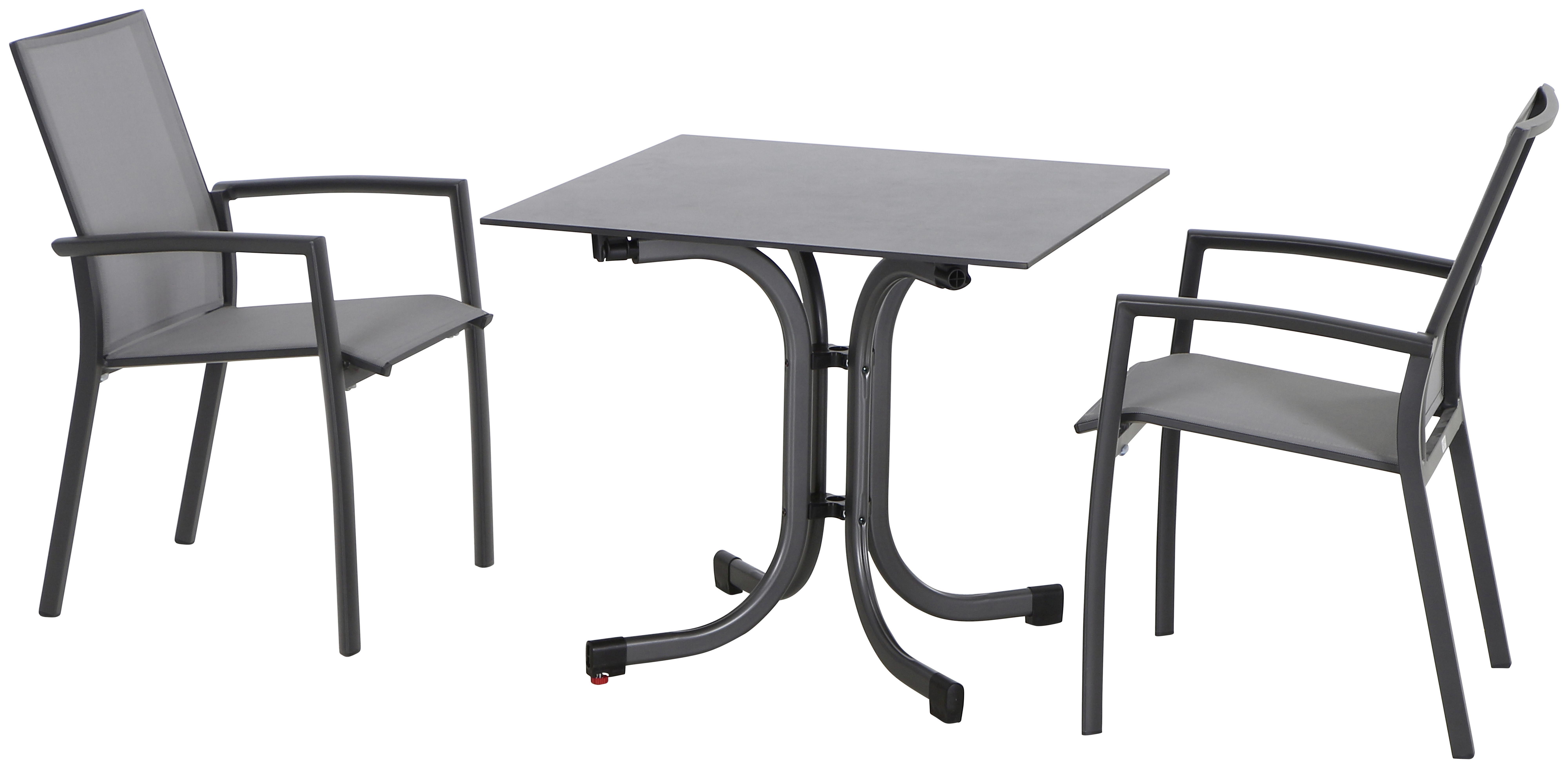 Gartengarnitur 3-tlg. Textil / Keramik - Anthrazit/Schwarz, KONVENTIONELL, Keramik/Kunststoff - Siena Garden