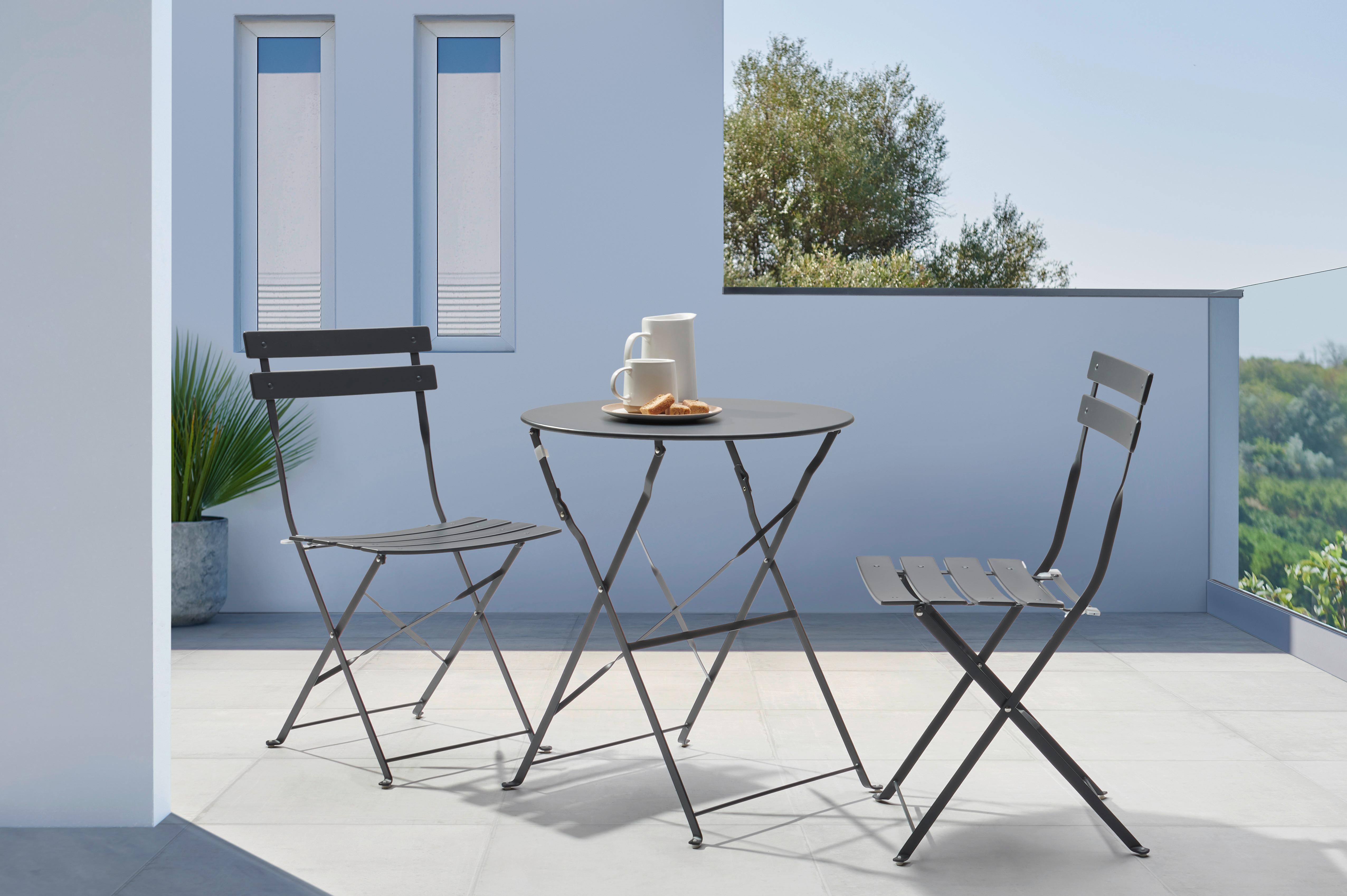 Balkonszett Sonja - Antracit, Basics, Fém (60/71/60cm) - Modern Living