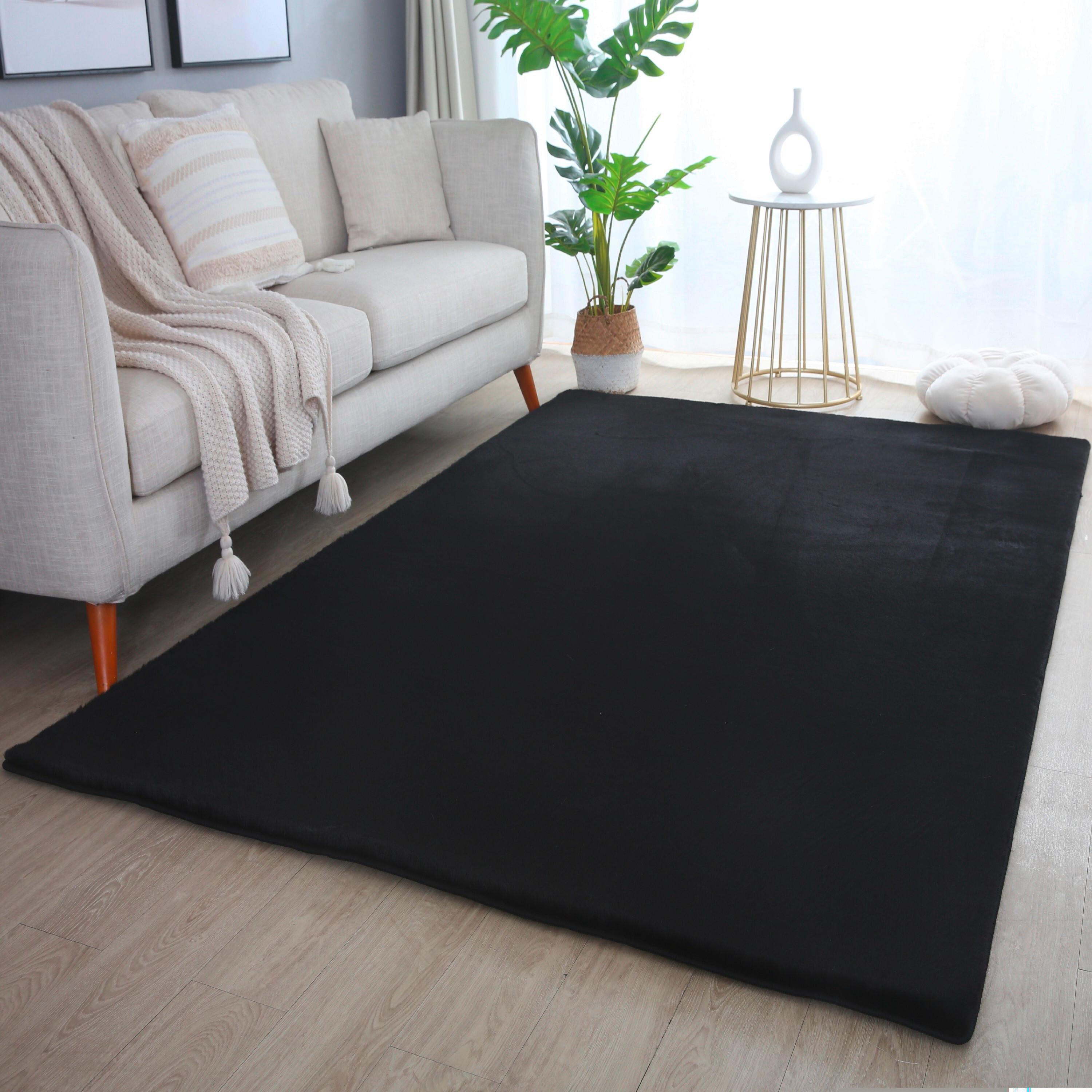 Hochflorteppich Pouffy Schwarz ca. 120x170cm - Schwarz, Basics, Textil (120/170cm)