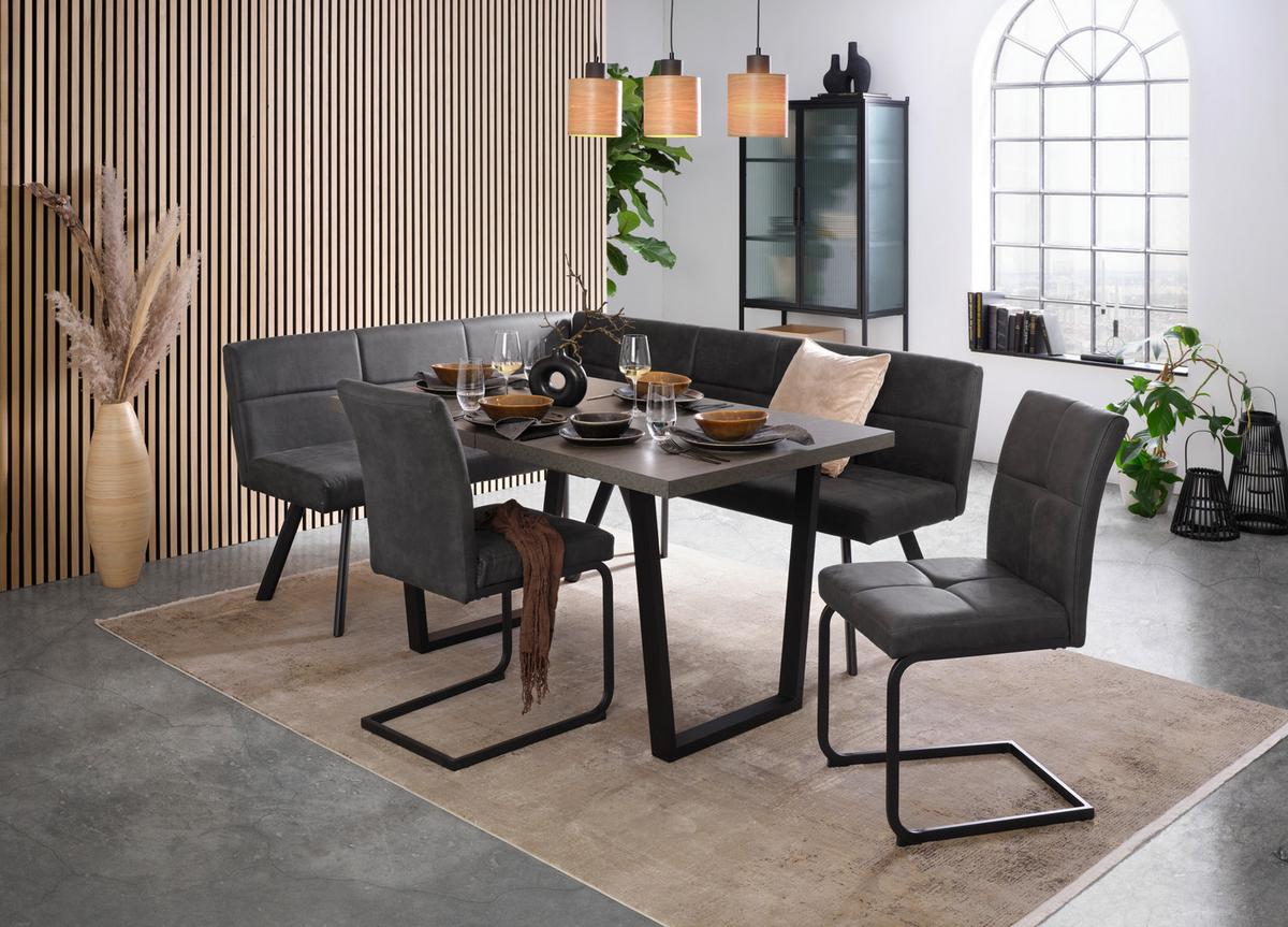 Eckbank Cooper Grau - Schwarz/Grau, MODERN, Textil/Metall (190/85/150cm) - Mömax