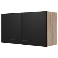 Kuhinjska Zgornja Omarica Capri, Črna, Hrast - črna/barve hrasta, Konvencionalno, kovina/leseni material (100/54,8/32cm) - FlexWell