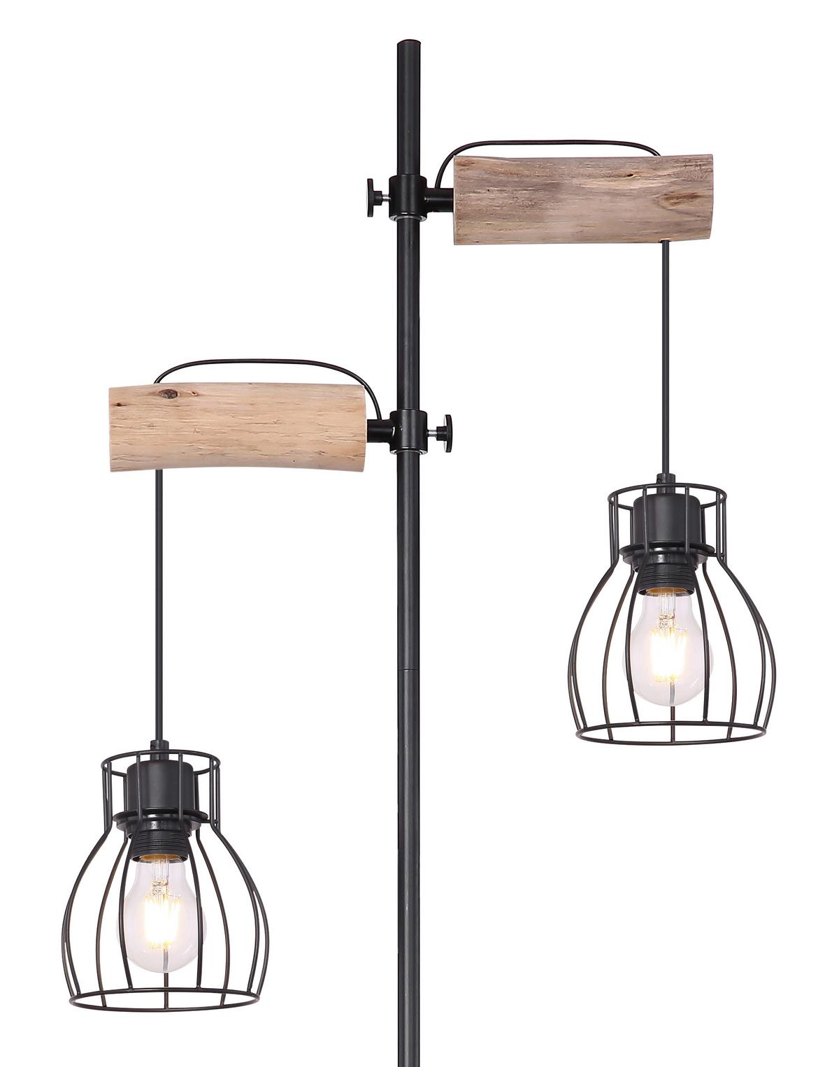 LAMPA STOJĄCA 15326-2SN MINA - kolor naturalny/czarny, Design, metal/drewno (47/168cm) - Globo