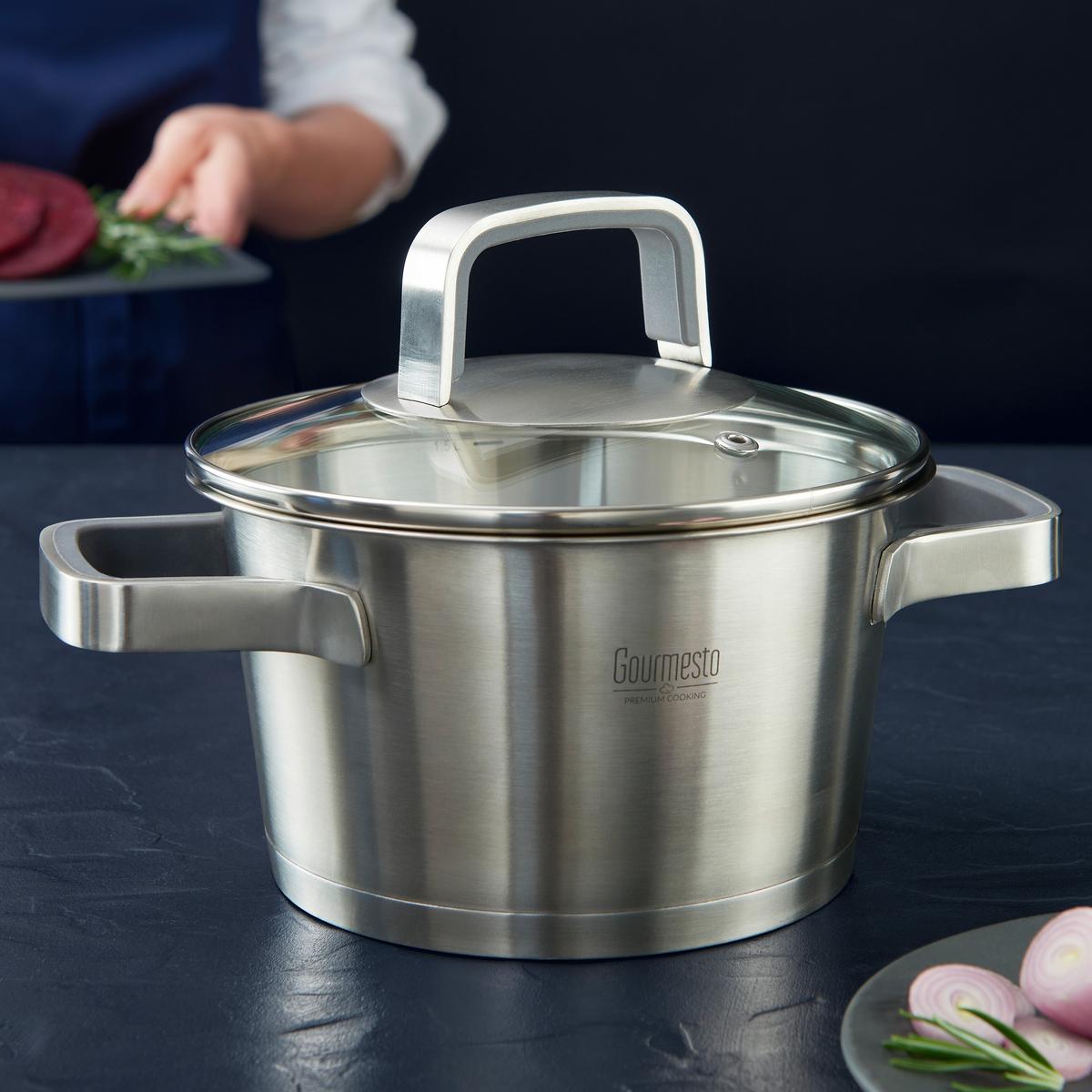Kochtopf Silverline Ø ca. 16cm - Klar/Edelstahlfarben, KONVENTIONELL, Glas/Metall (16/9,5cm) - Gourmesto