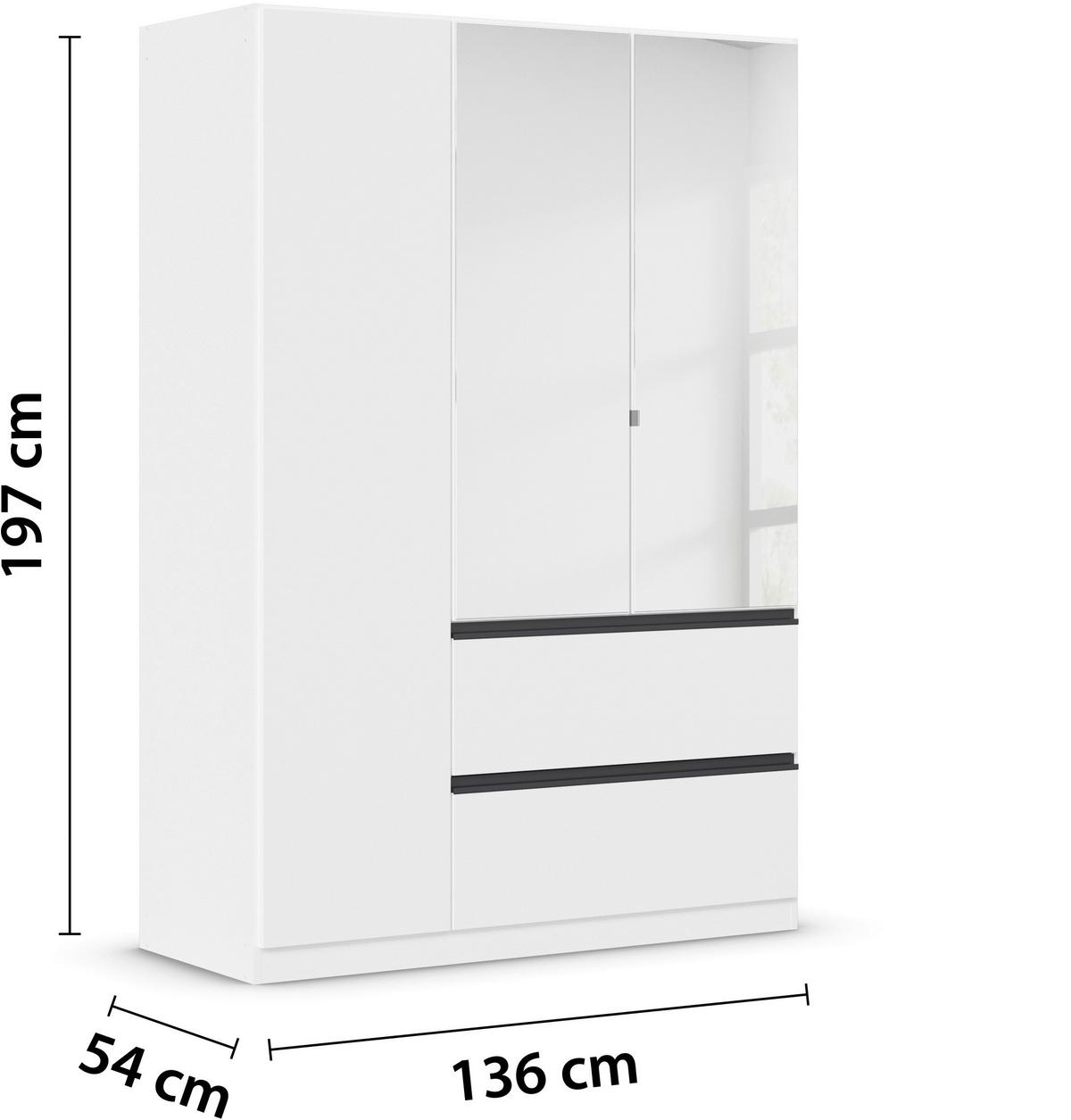 Omara S Klasičnimi Vrati Costa, Bela, Siva - bela, Moderno, leseni material (136/197/54cm) - Rauch Möbel