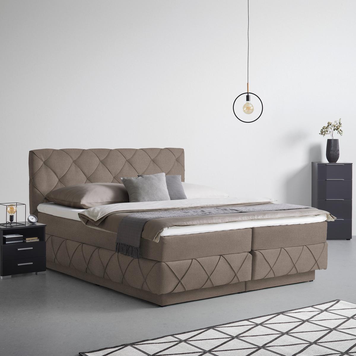 PAT BOXSPRING CORDOBA - maro, Konventionell, plastic/lemn (180/200cm) - Premium Living