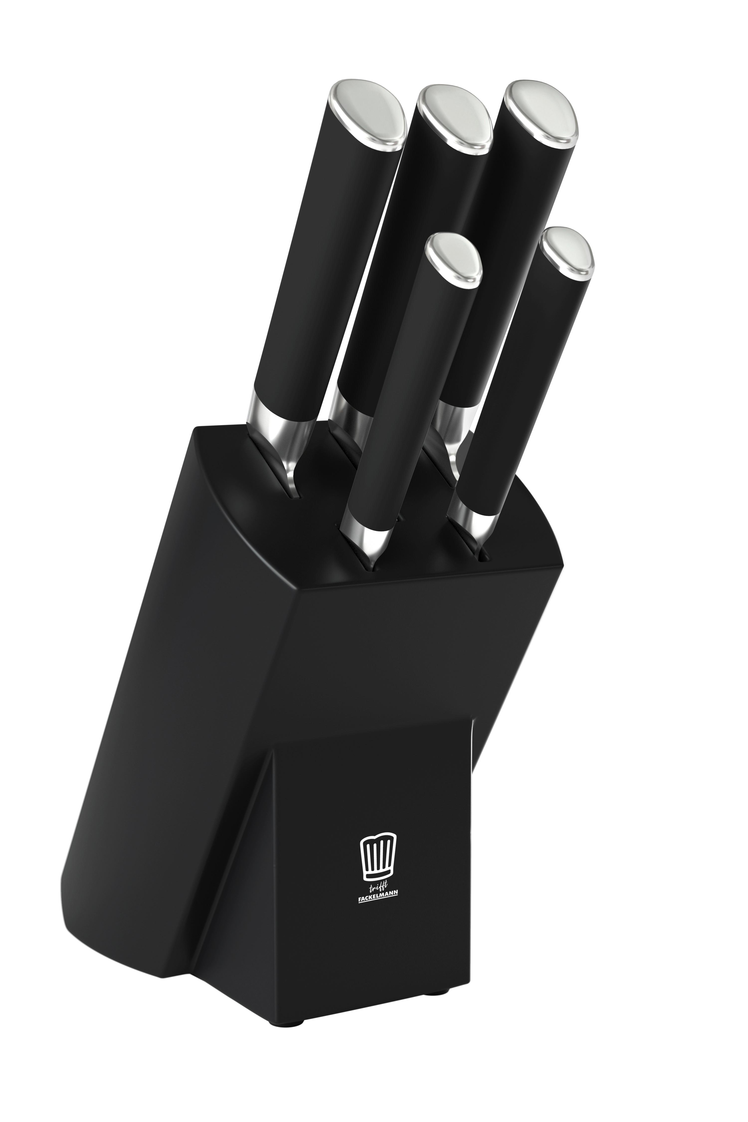 BLOK NA NOŻE 23360 - kolor srebrny/czarny, Basics, tworzywo sztuczne/metal (37/29,3/12cm) - Chefkoch+Fackelmann