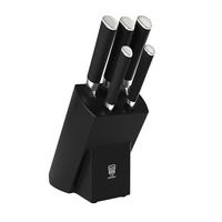 BLOK NA NOŻE 23360 - kolor srebrny/czarny, Basics, tworzywo sztuczne/metal (37/29,3/12cm) - Chefkoch+Fackelmann