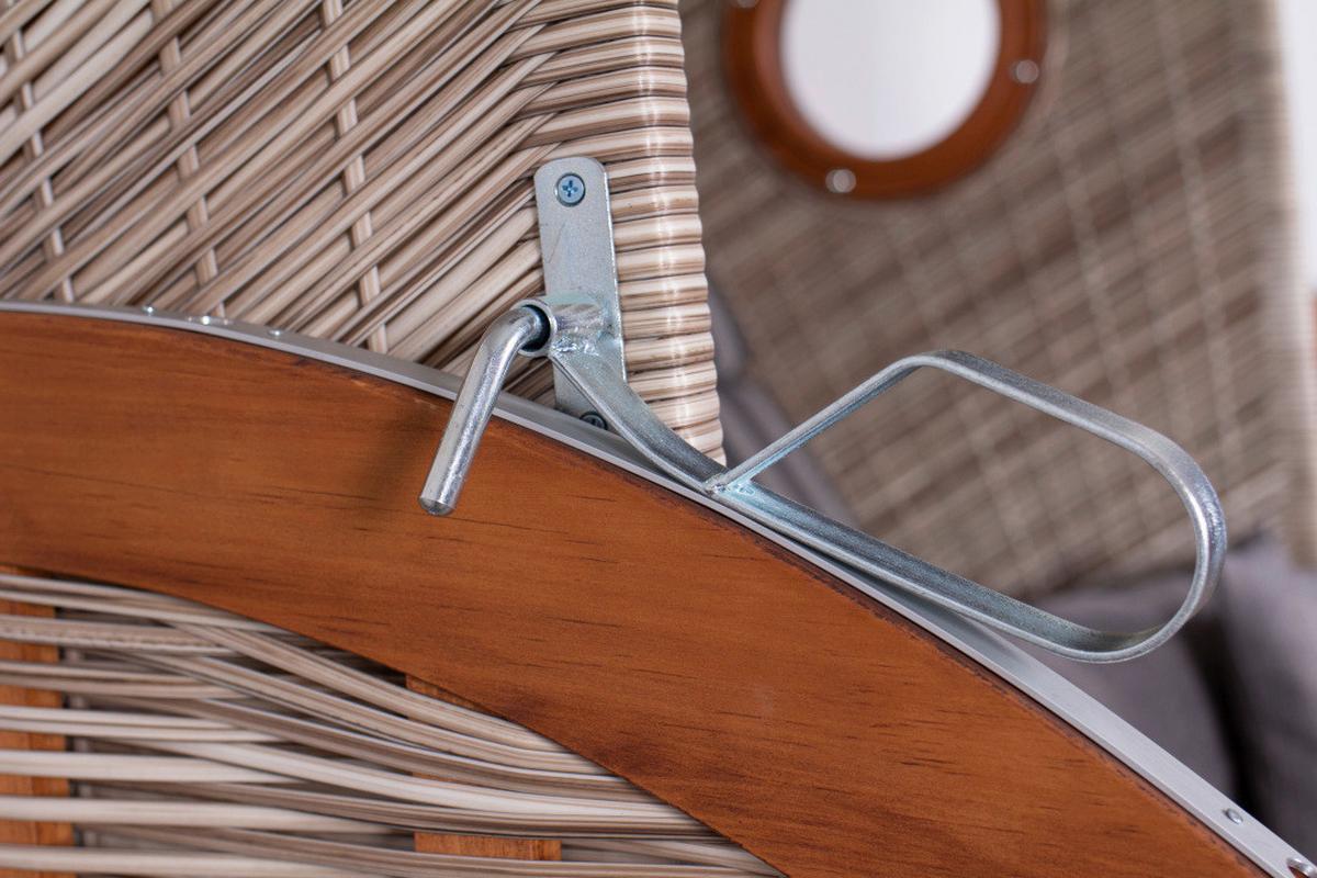 Strandkorb ca. 140x160x80 cm Braun/Grau - Braun/Grau, Basics, Holz/Kunststoff (140/160/80cm) - Gardenson