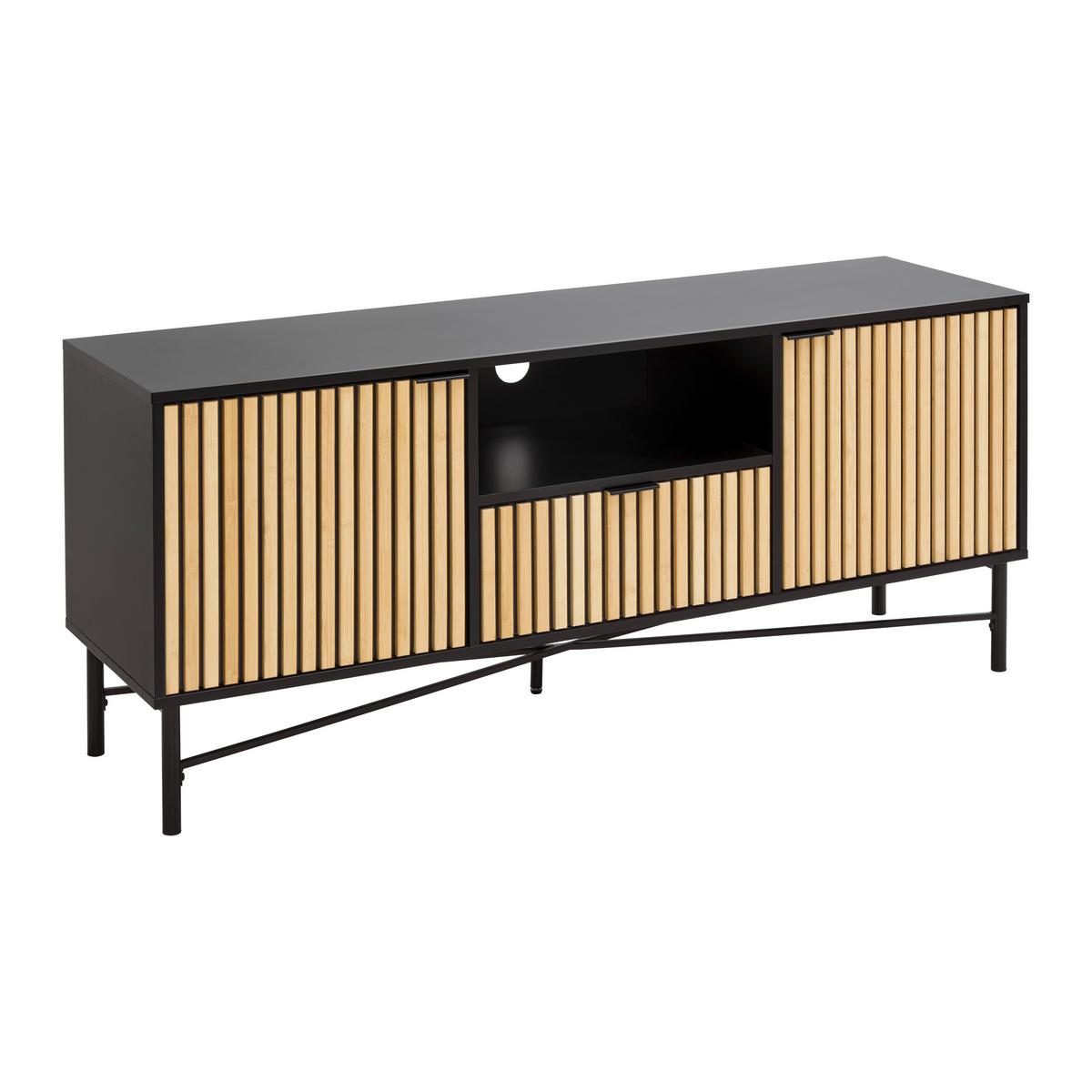 Tv Szekrény Madrid - natúr színű/fekete, Modern, faalapú anyag/fém (143/60/40cm) - Mömax