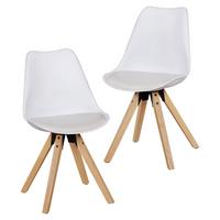 Stuhl - Set "WL5.024" , 2 - er Set , weiss - Eichefarben/Weiß, Design, Holz/Kunststoff (48/89/48cm) - MID.YOU