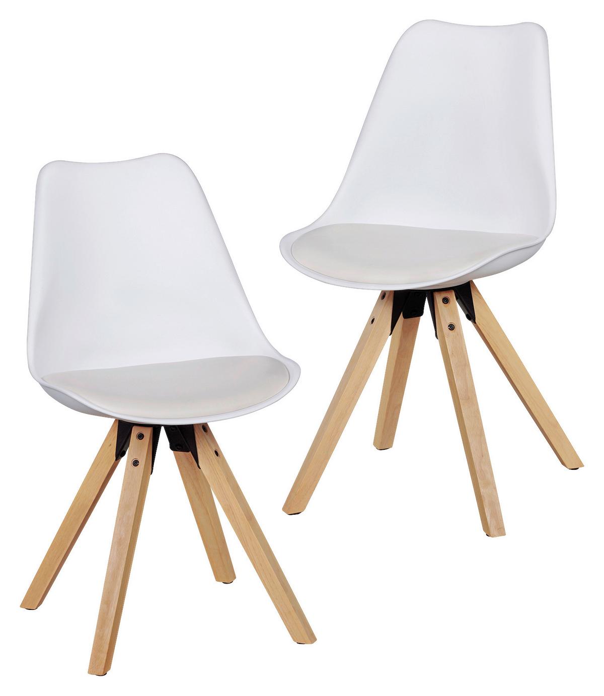 Stuhl - Set "WL5.024" , 2 - er Set , weiss - Eichefarben/Weiß, Design, Holz/Kunststoff (48/89/48cm) - MID.YOU