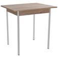 Étkezőasztal Köln - Tölgyfa/Króm, modern, Faalapú anyag/Fém (75/75/55cm)