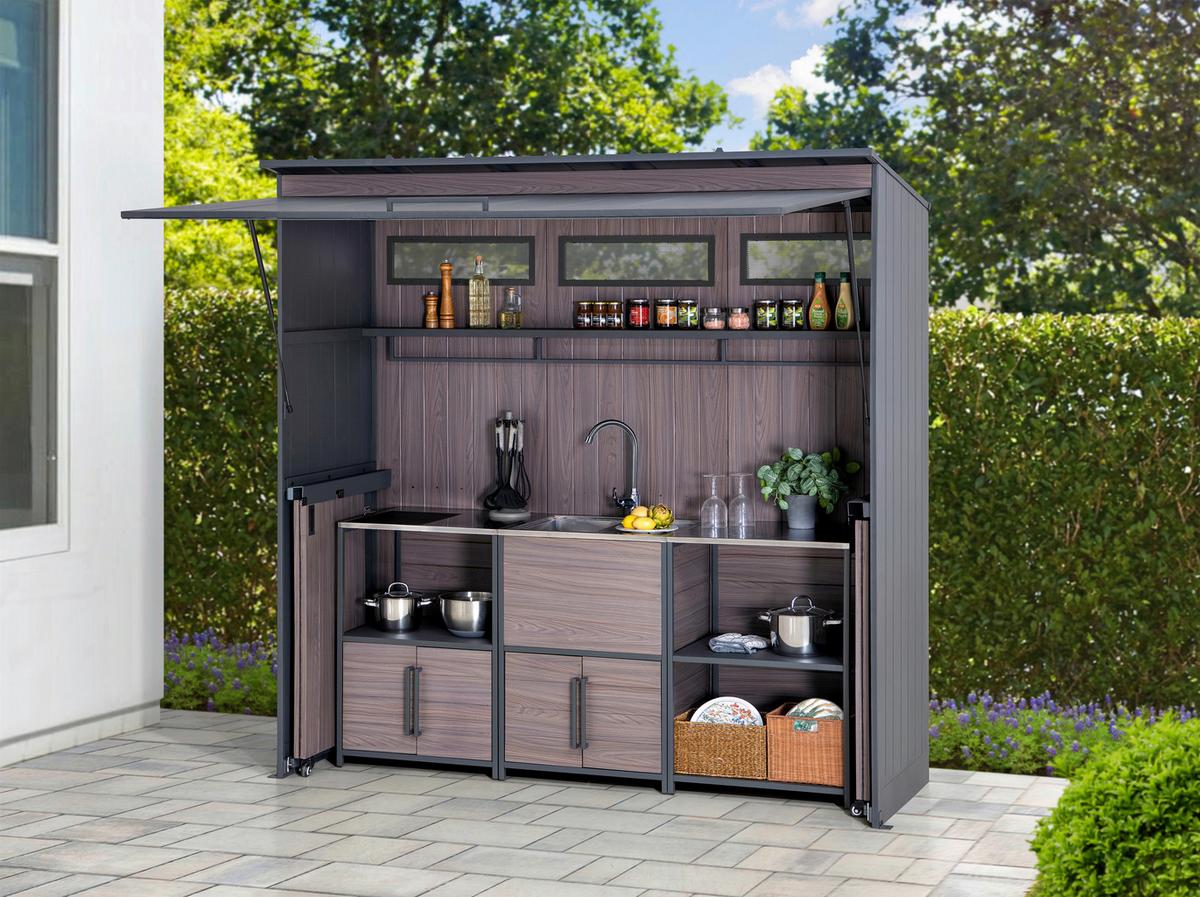 Gartenhaus Mambo Anthrazit/Dunkelbraun - Anthrazit/Dunkelbraun, Basics, Metall (220/226/94cm) - Modante