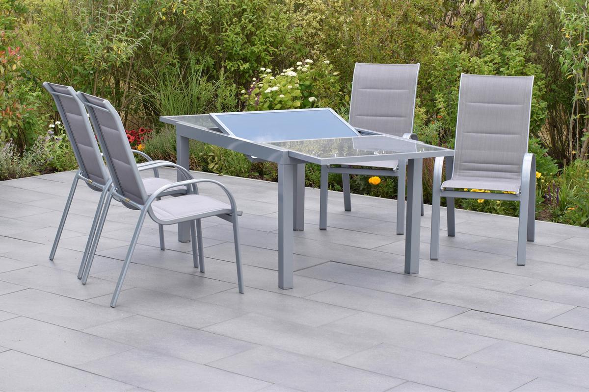 GARTENSET AMALFI DI LUSSO - Silberfarben/Braun, MODERN, Textil/Metall - Gardenson
