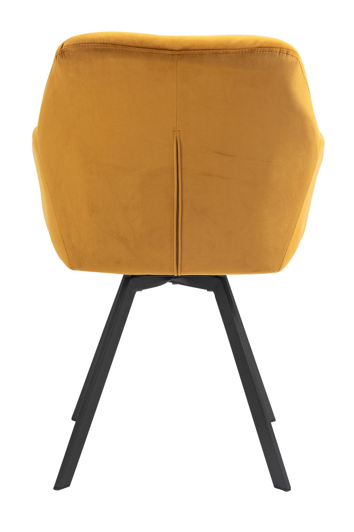 Naslanjač Samt Gorčično Rumena, Vrtljiv - črna/gorčično rumena, Moderno, kovina/tekstil (61/85/62cm) - Livetastic