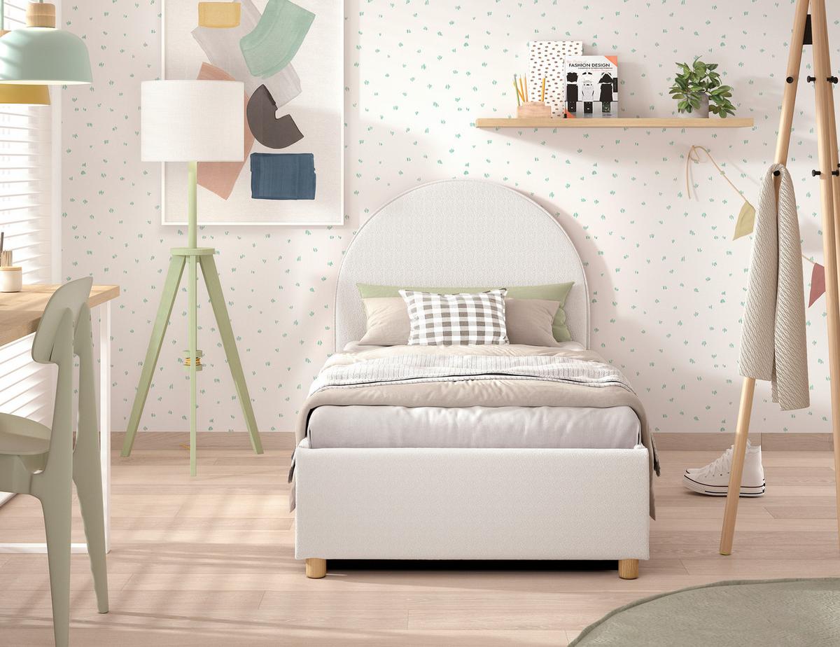 Kinder-/Juniorbett MOON Weiß ca. 90x200 cm Bouclé - Naturfarben/Weiß, ROMANTIK / LANDHAUS, Holz/Textil (90/200cm) - Vipack