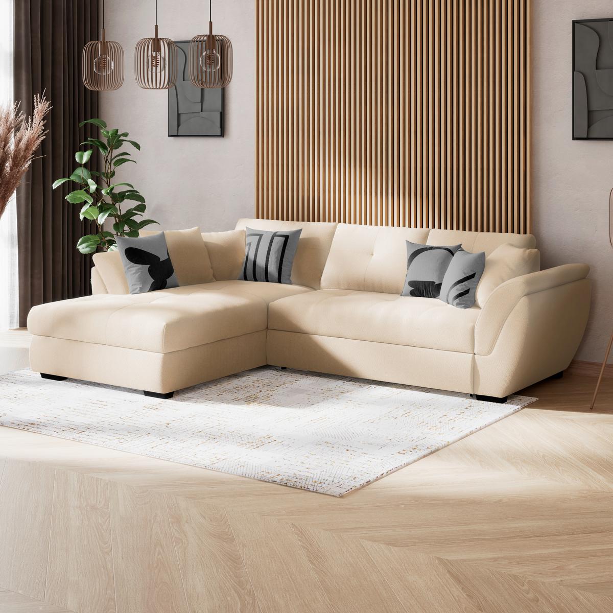 Kutna Garnitura Berisso - bež/crna, Konvencionalno, tekstil/plastika (187/278cm) - Ondega