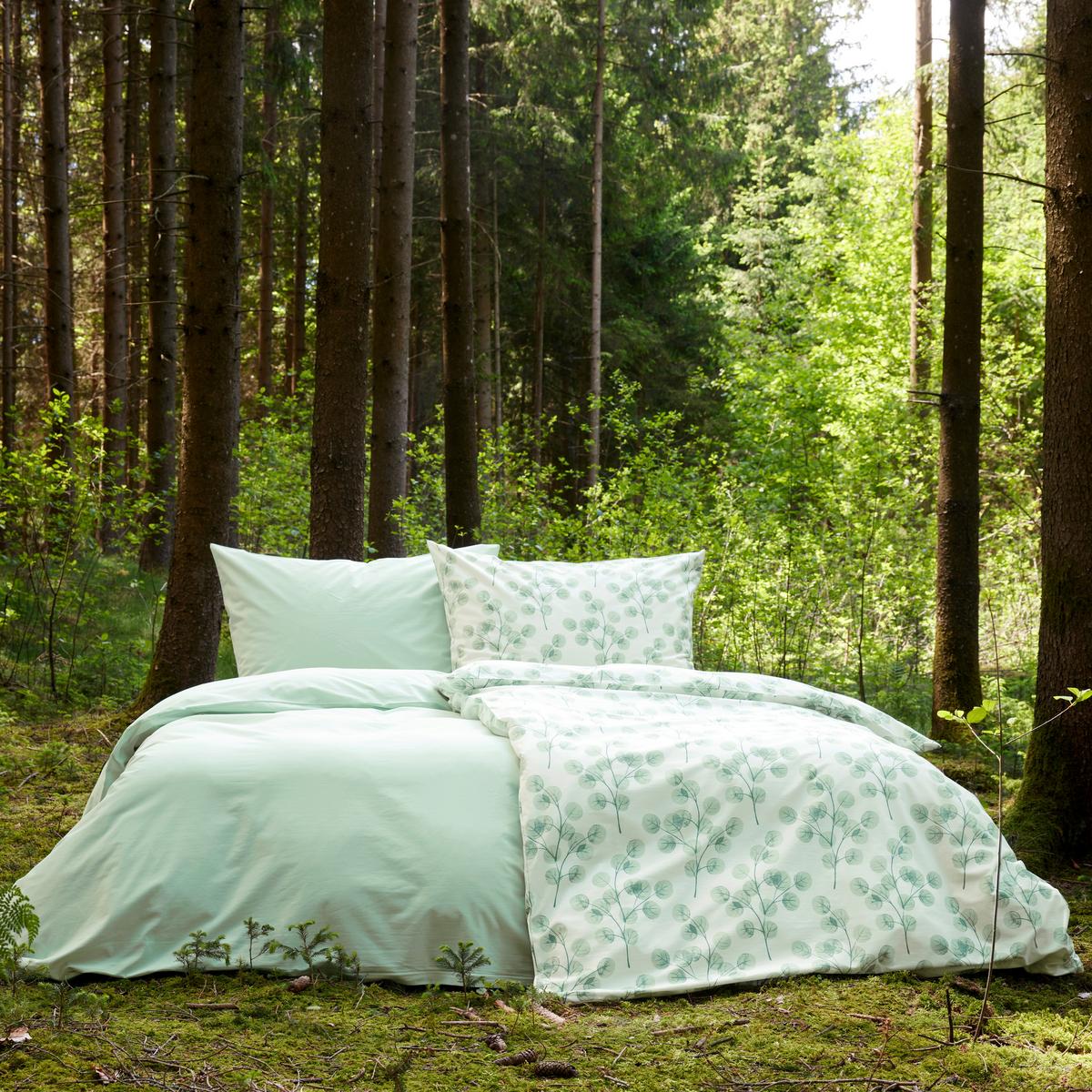 Bettwäsche Bio-Anna Design Weiß/Jadegrün ca. 140x200cm - Jadegrün/Weiß, Natur, Textil (140/200cm) - ecoTree