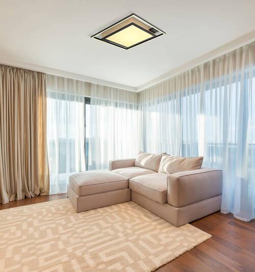 LED-Deckenleuchte Jorry Schwarz/Dunkelbraun max.40Watt - Dunkelbraun/Opal, Design, Holzwerkstoff/Kunststoff (40/40/6cm) - Globo