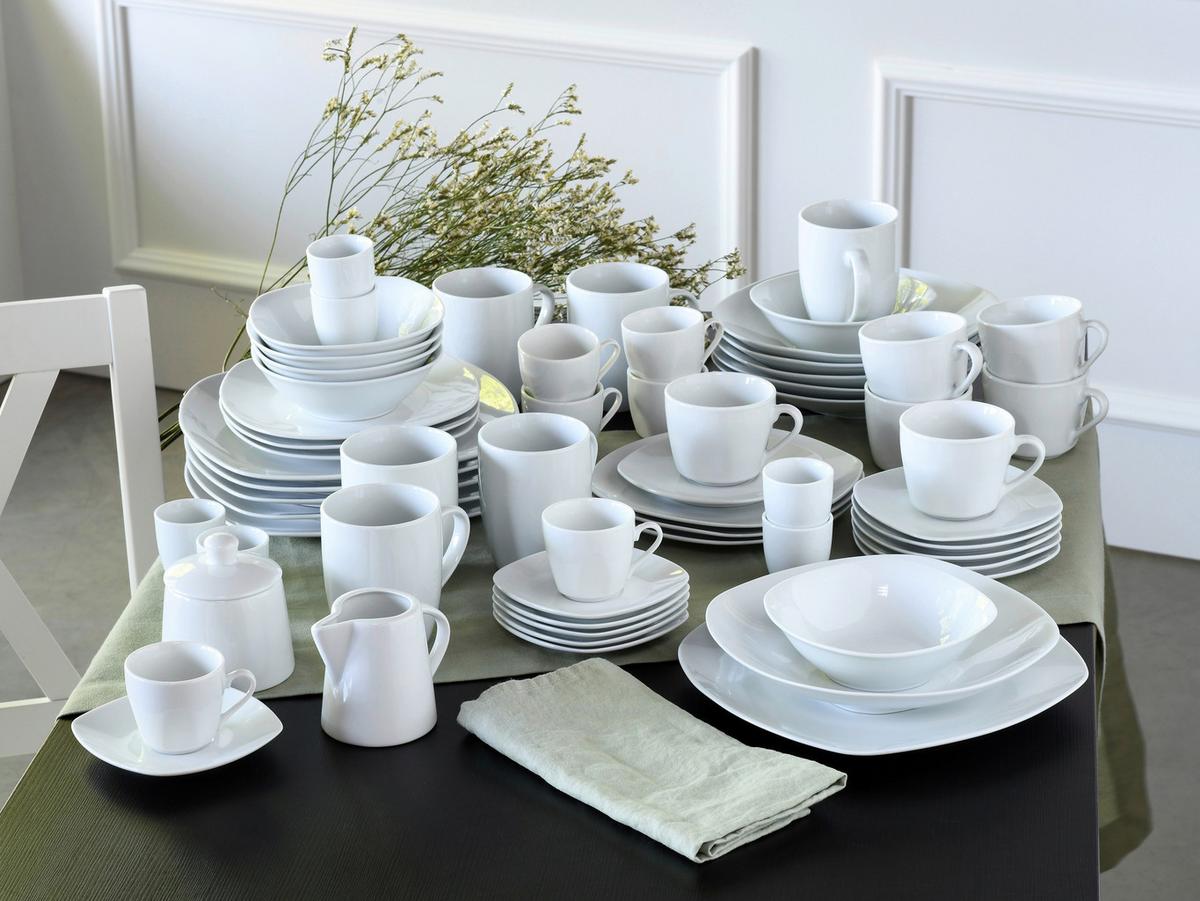 Kombinirani Servis Square, 62-Delni - bela, Trend, keramika - Creatable