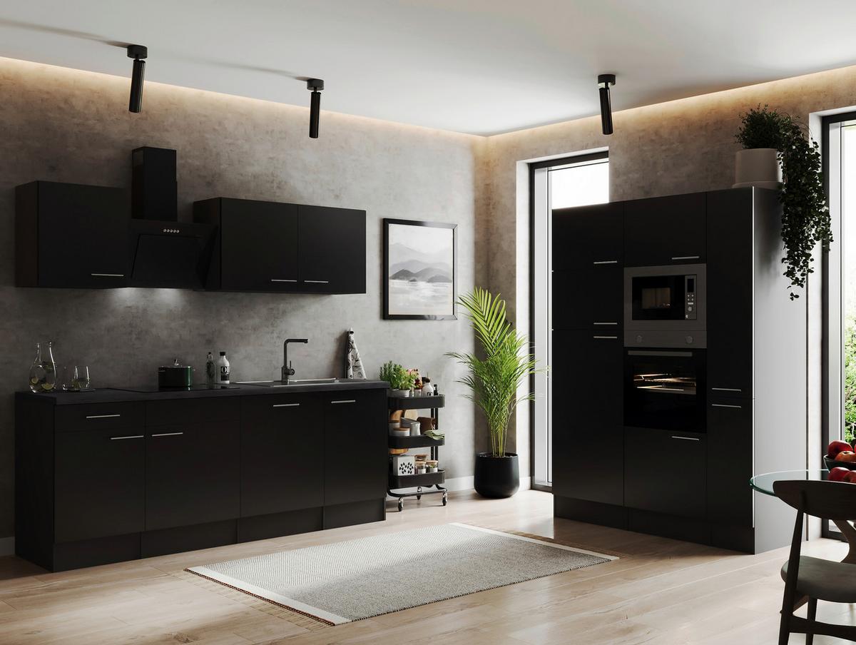 Kuhinjski Blok Z Aparati Oliver, 370cm - srebrne barve/črna, Design, kovina/leseni material (370cm) - Respekta