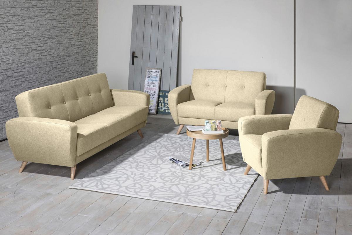 2-SITZER-SOFA JERRY - Beige/Naturfarben, Design, Holz/Textil (136/85/82cm) - Max Winzer