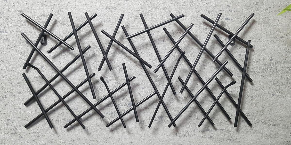WIESZAK ŚCIENNY MIKADO 2 - czarny, Design, metal (60/30/5cm)