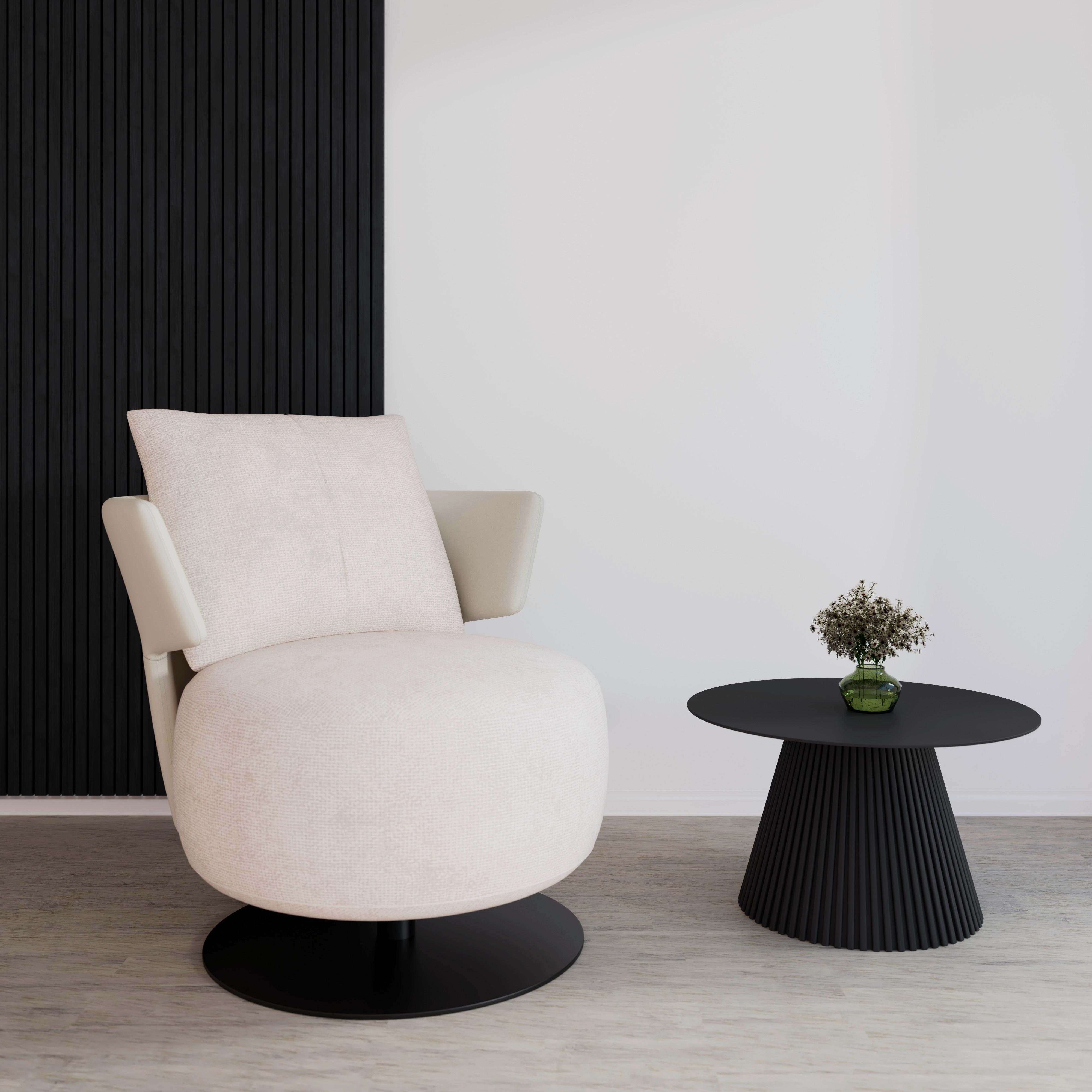 Relaxsessel Nora Beige Webstoff - Beige/Schwarz, MODERN, Holz/Textil (80/80/80cm) - Bessagi Home