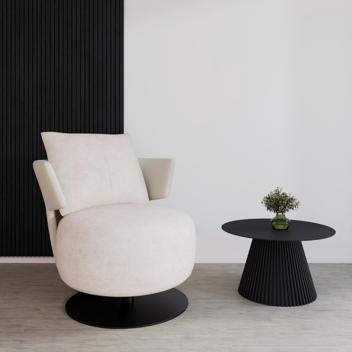 Relaxsessel Nora Beige Webstoff - Beige/Schwarz, MODERN, Holz/Textil (80/80/80cm) - Bessagi Home