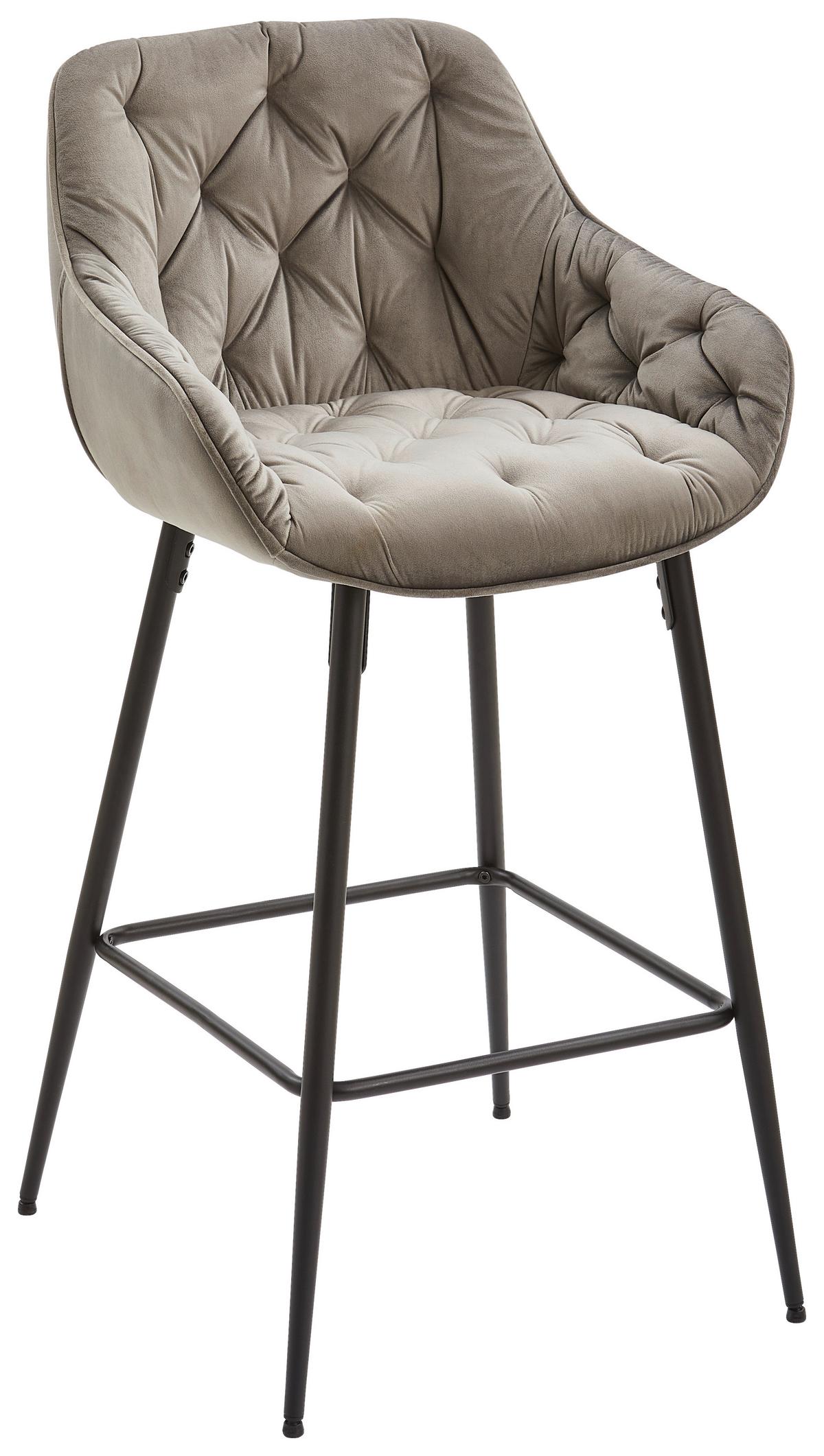 STOŁEK BAROWY LANGFORD - czarny/szary, Modern, metal/drewno (55/105/57cm) - Livetastic