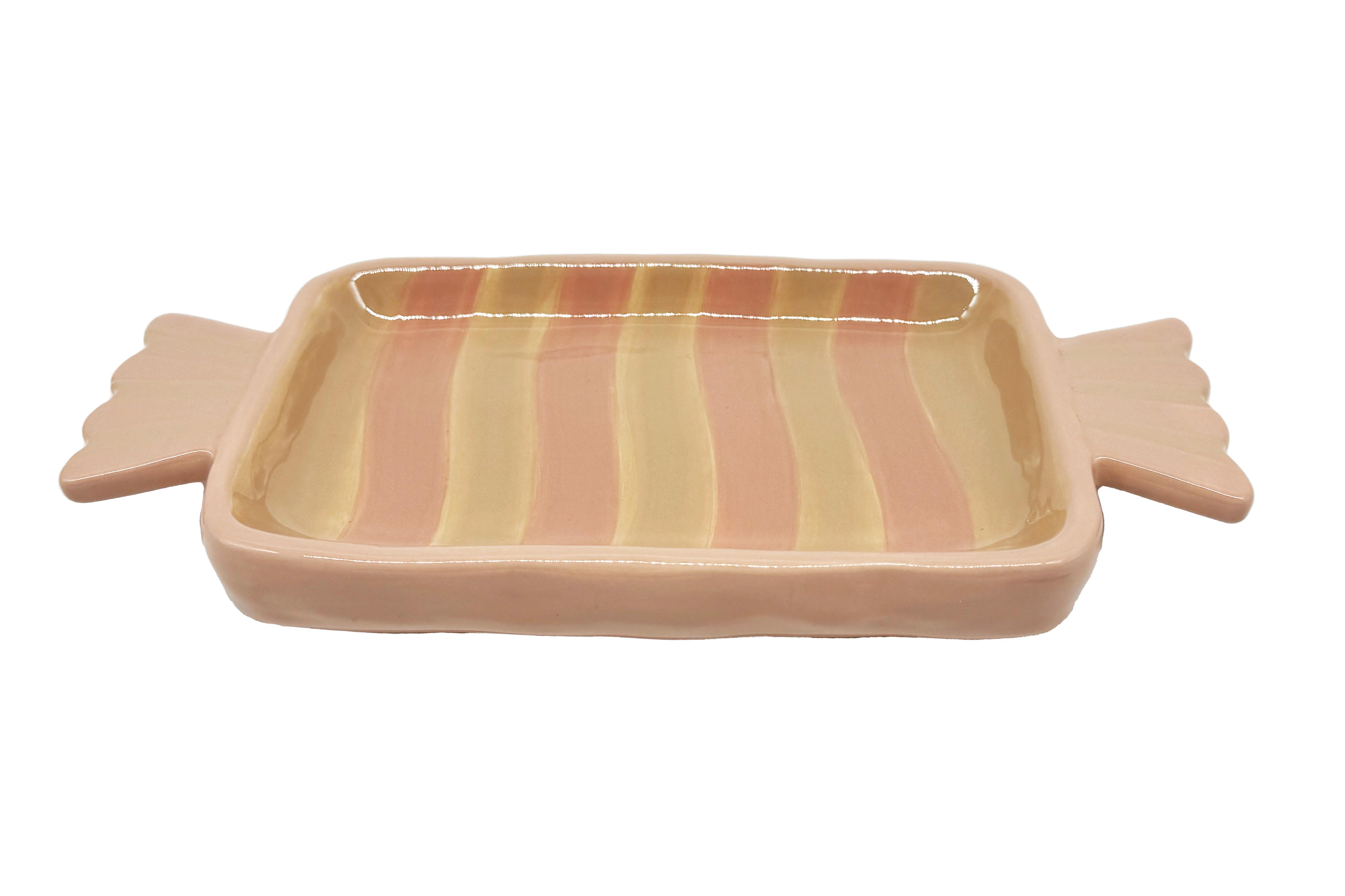 Dekoteller Candy Braun/Rosa - Rosa/Braun, KONVENTIONELL, Keramik (21,4/2,3/10,5cm) - Mömax