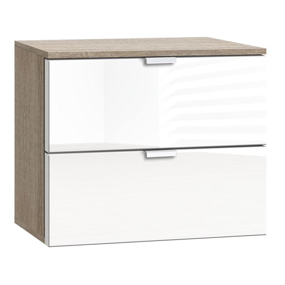 SZAFKA NOCNA CARINA - biały/dąb sonoma, Konventionell, materiał drewnopochodny/metal (50/42/42cm) - Carryhome