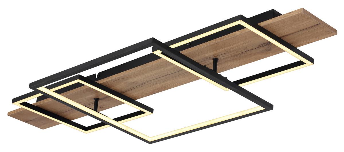 LED-DECKENLEUCHTE 67289D2 VANNI - Weiss/Dunkelbraun, Natur, Holzwerkstoff/Kunststoff (95/40/10cm) - Globo