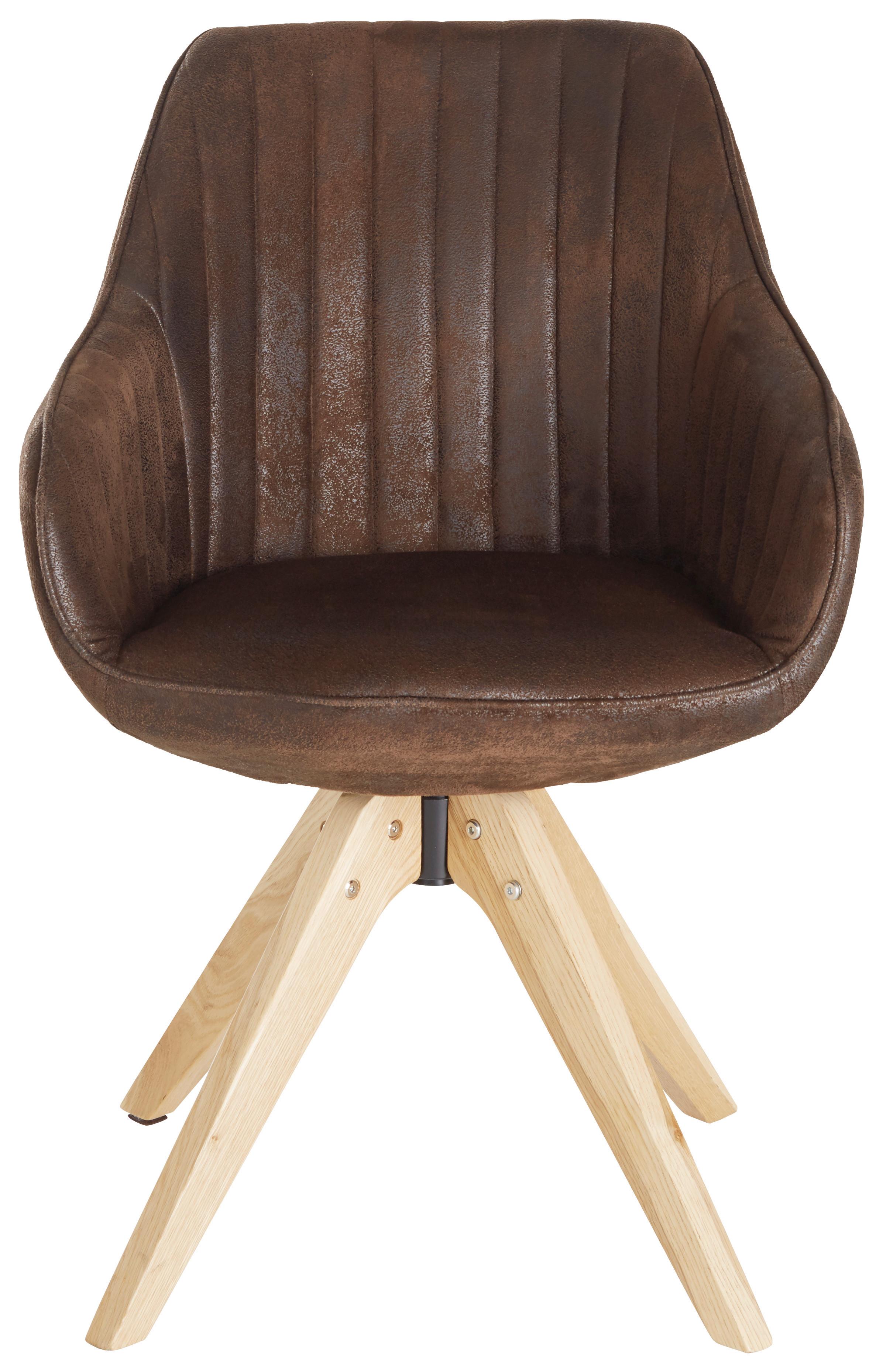 Stolica Sa Rukonaslonom Chill - boja hrasta/tamnobraon, drvo/tekstil (60/83/65cm) - Premium Living