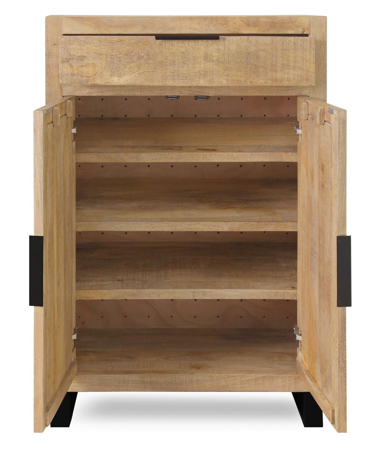 Schuhschrank Everest Naturfarben - Schwarz/Naturfarben, Natur, Holz/Metall (88/130/40cm) - Mömax