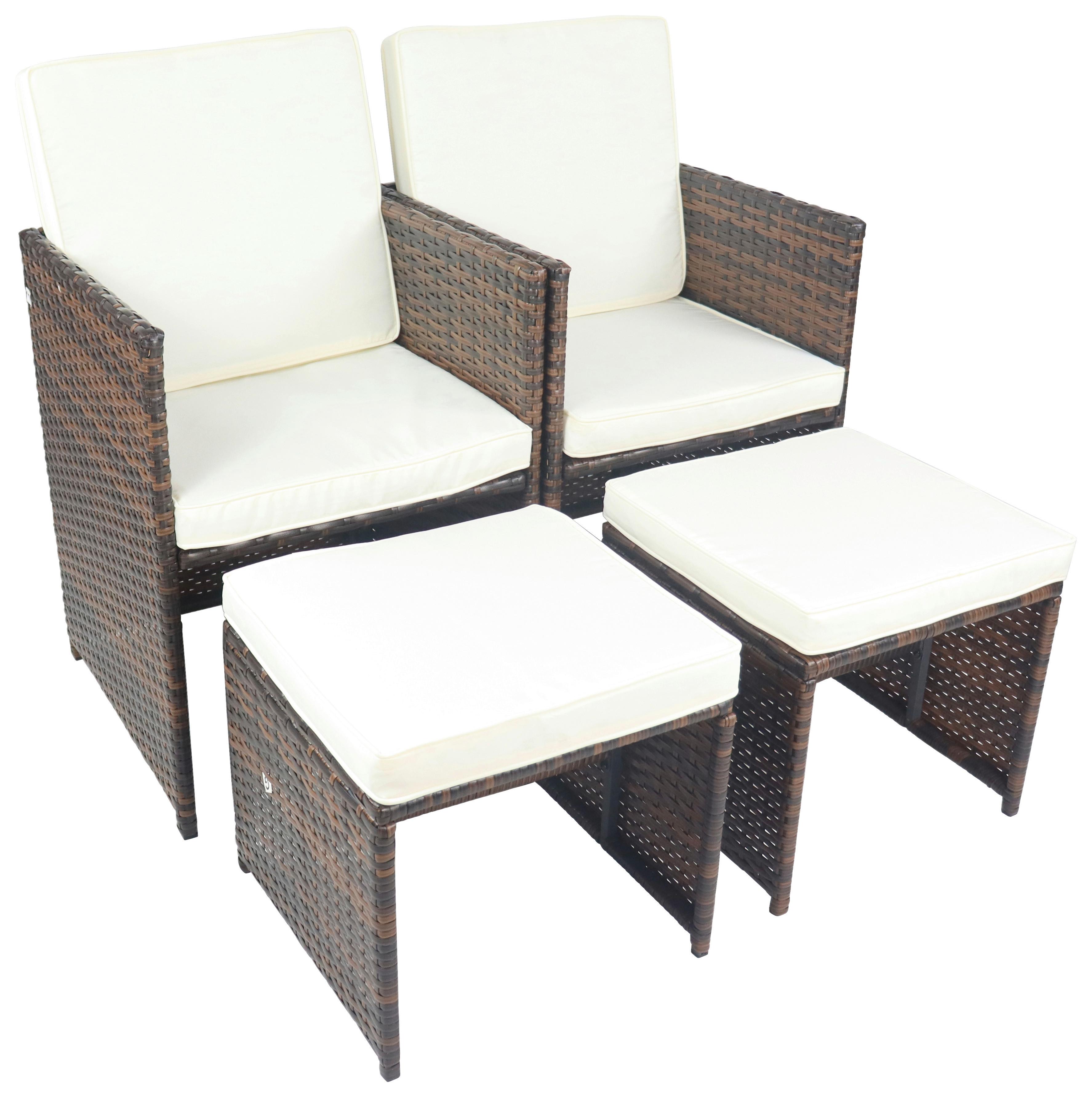 GARTENSESSEL-SET RALOSO - Weiss/Braun, Modern, Kunststoff/Textil (53/84/53cm) - Ambia Garden