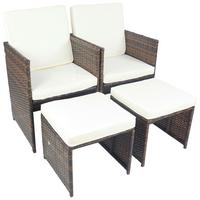 GARTENSESSEL-SET RALOSO - Weiss/Braun, Modern, Kunststoff/Textil (53/84/53cm) - Ambia Garden