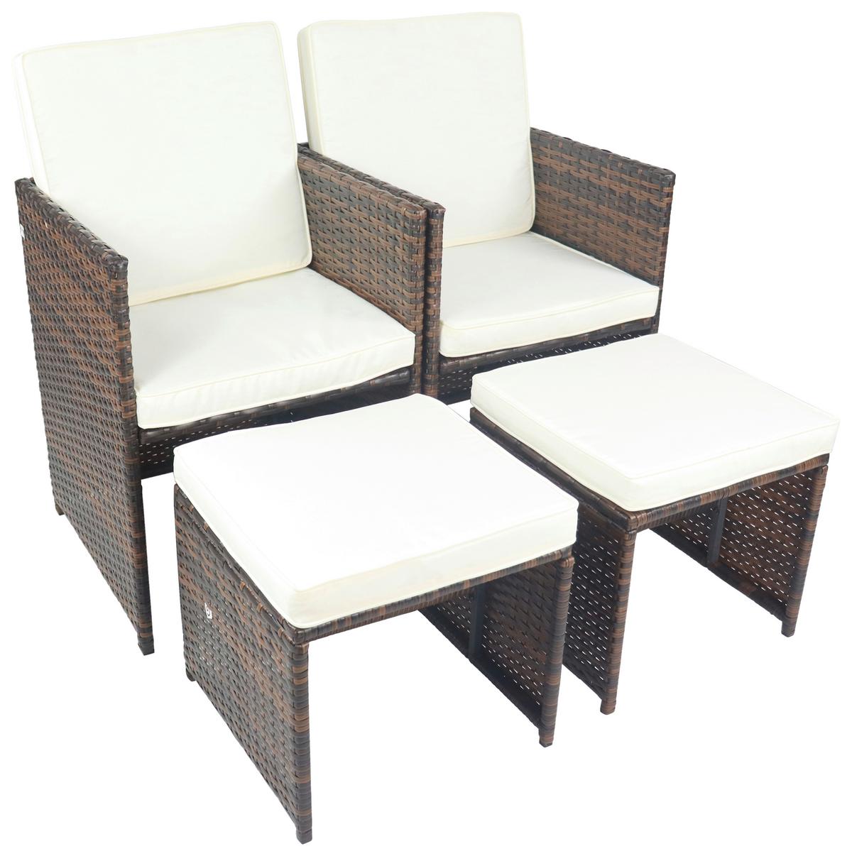 GARTENSESSEL-SET RALOSO - Weiss/Braun, Modern, Kunststoff/Textil (53/84/53cm) - Ambia Garden