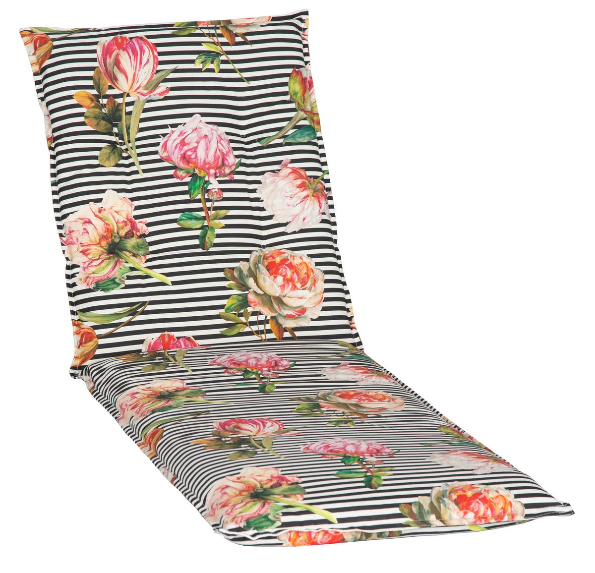 Liegenauflage Toronto ca. 191x58 cm Schwarz m. Blume - Schwarz, Basics, Textil (191/58/8cm) - Gardenson